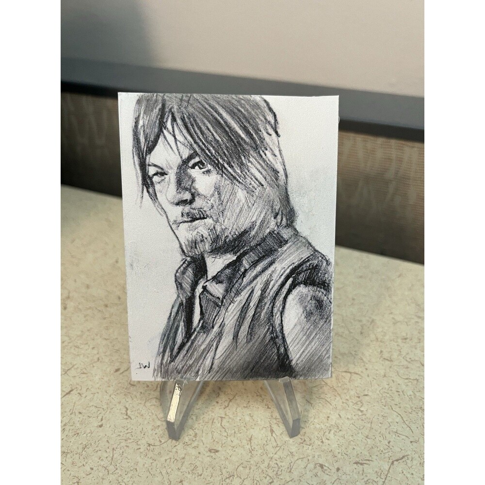Daryl Dixon Pencil Portrait PRINT ART signed 2023 Walking Dead Norman Reedus 1/1